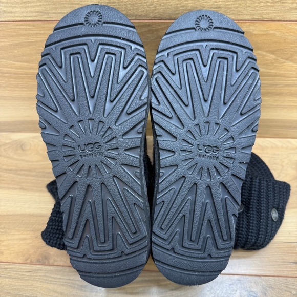 UGG Classic Cardy Boots Womens 6 Black Sweater Knit Pull On Boots Button - Picture 9 of 11